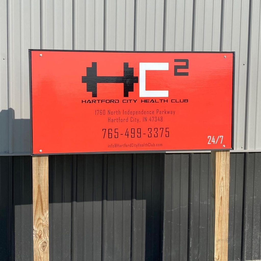 The HC2 sign outside Hartford City Health Club
